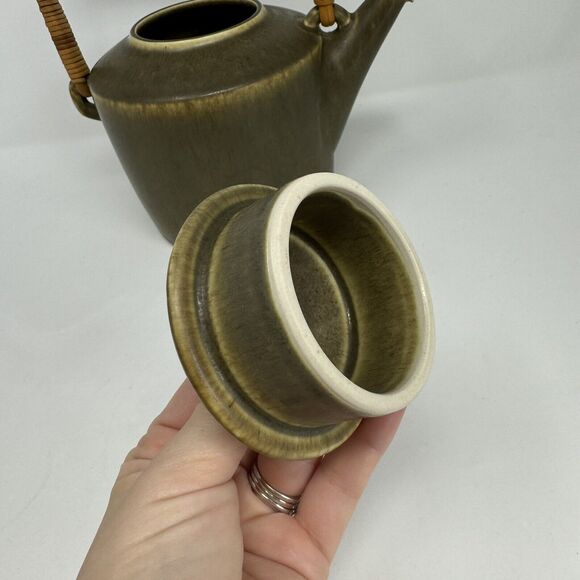 1950s Palshus Frode Bahnsen Danish Pottery Teapot Set Green Signed DLS 1186 - Picture 10 of 16